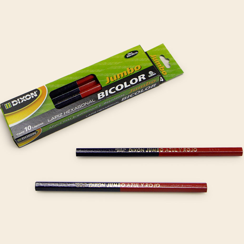 Lápiz Hexagonal Bicolor Jumbo Dixon, paquete con 10 Piezas