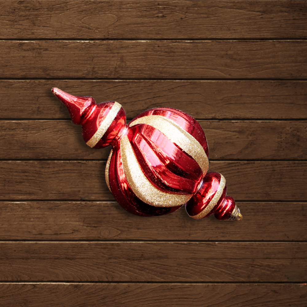 Pieza de Esfera Cetro Rojo y Plata C/GLitter 26CM