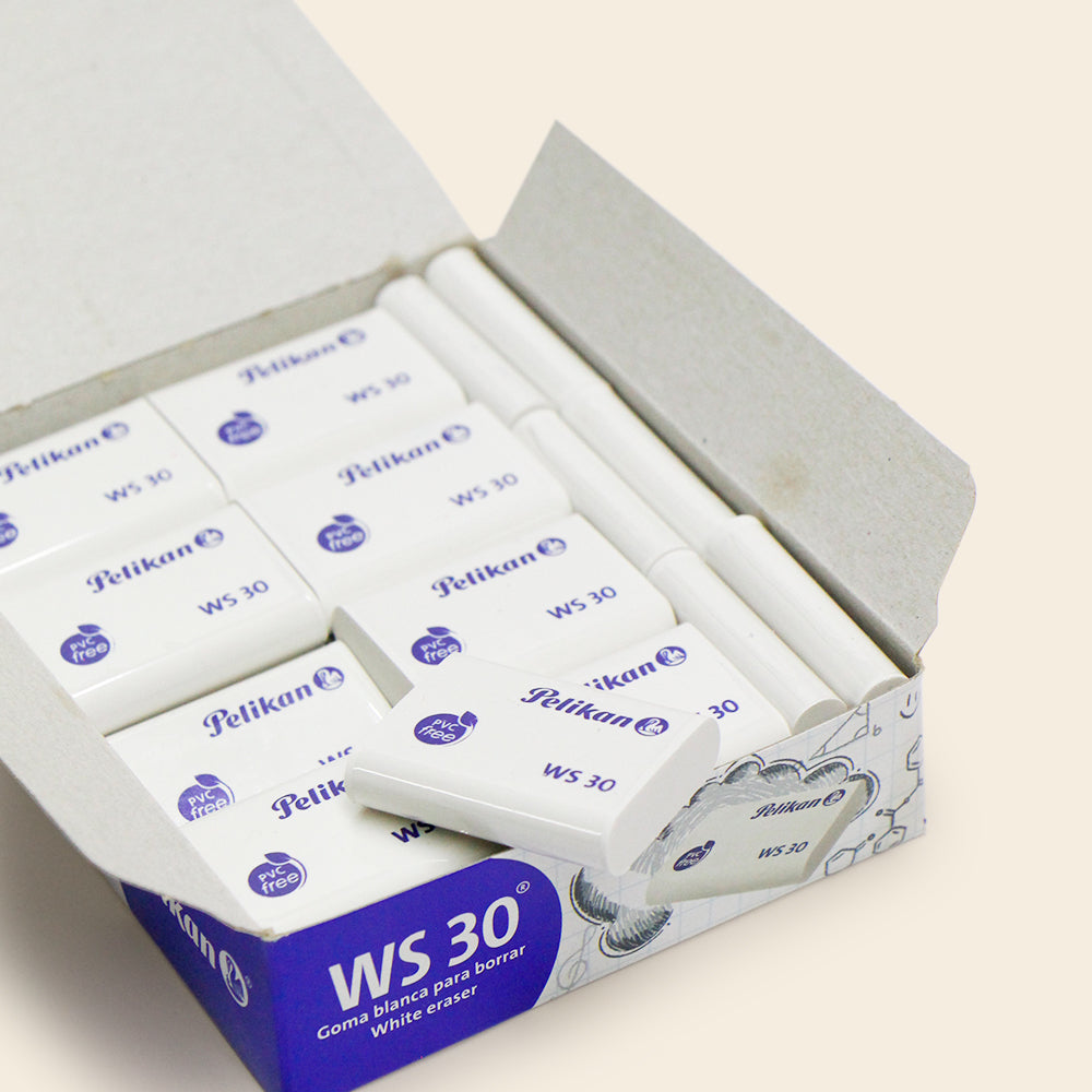 Goma Blanca Para Borrar WS-30 Pelikan Paquete con 30 Piezas