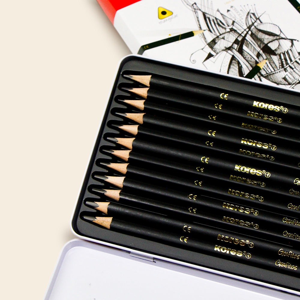 Set de 12 Lápices de Grafito Profesionales KORES