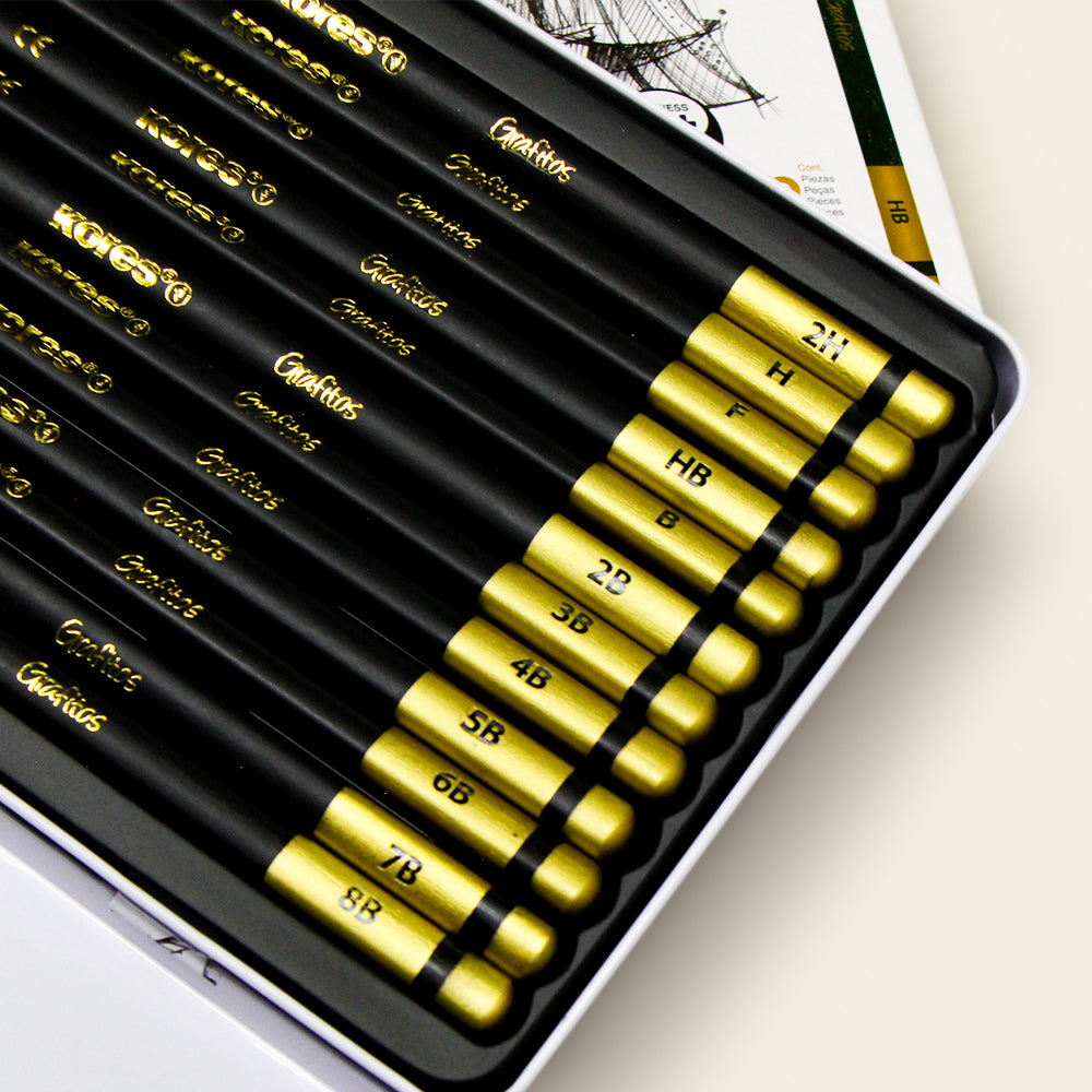 Set de 12 Lápices de Grafito Profesionales KORES