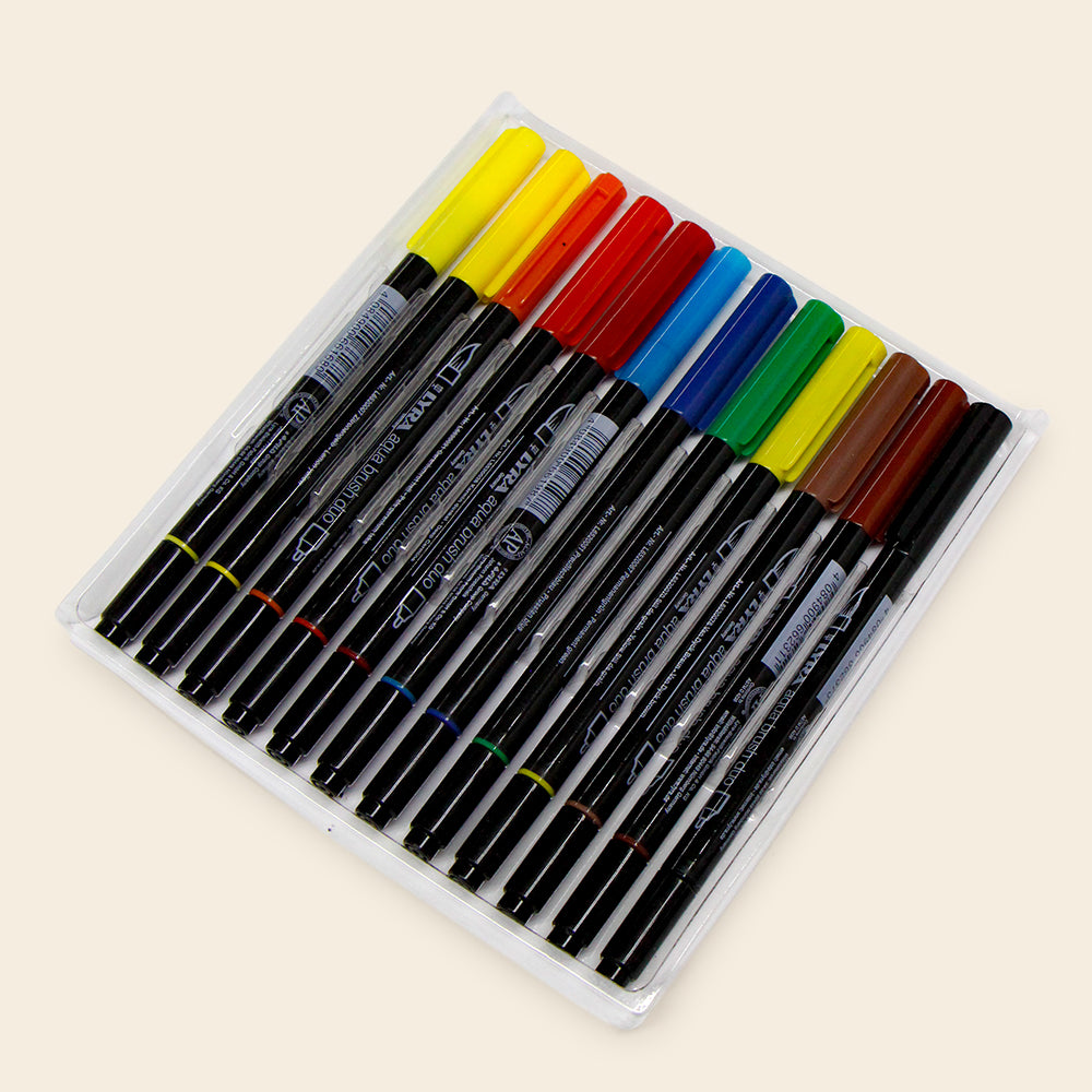Marcadores Con Dos Puntas, Aqua Brush Dúo LYRA, Set Con 24 Piezas