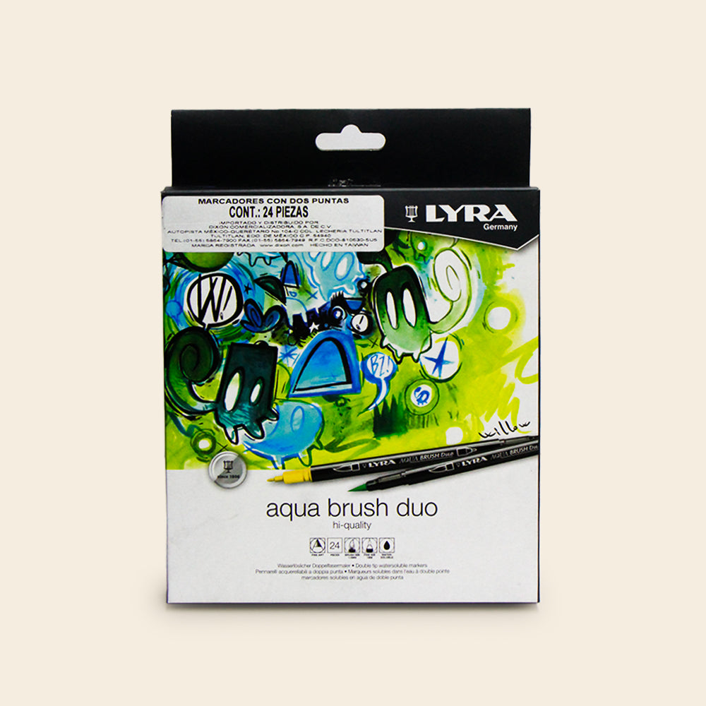 Marcadores Con Dos Puntas, Aqua Brush Dúo LYRA, Set Con 24 Piezas