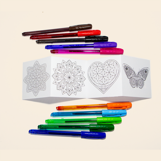 Kit de 10 Bolígrafos Pin Point AZOR Con Punta Fina De 0.7MM c/Mandalas.