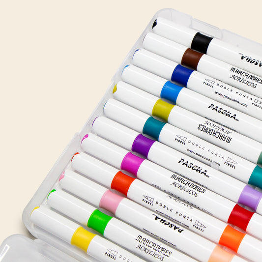 Set de Marcadores Acrílicos Con Doble Punta, Con 12 Piezas y 24 Colores Pascua
