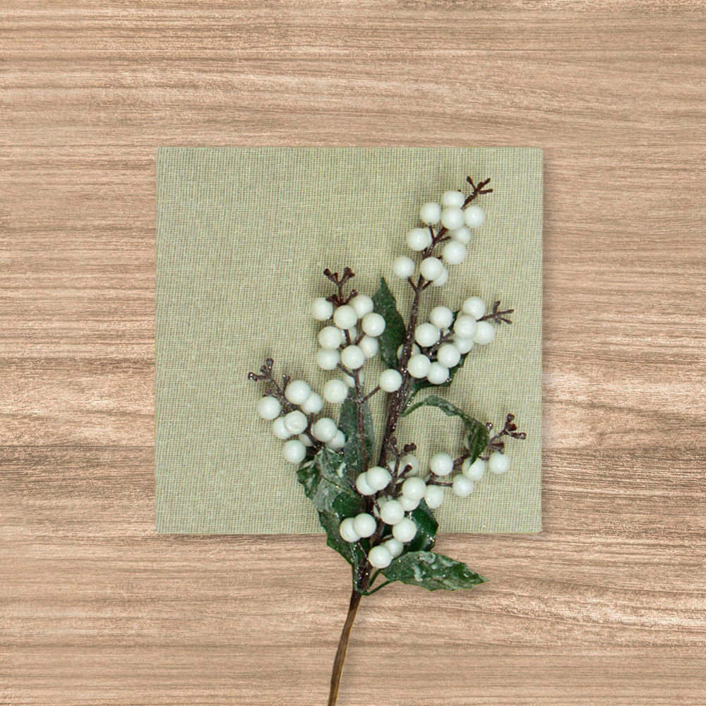 Pieza Vara Berries C/Botón Y Hojas Oro/Plata