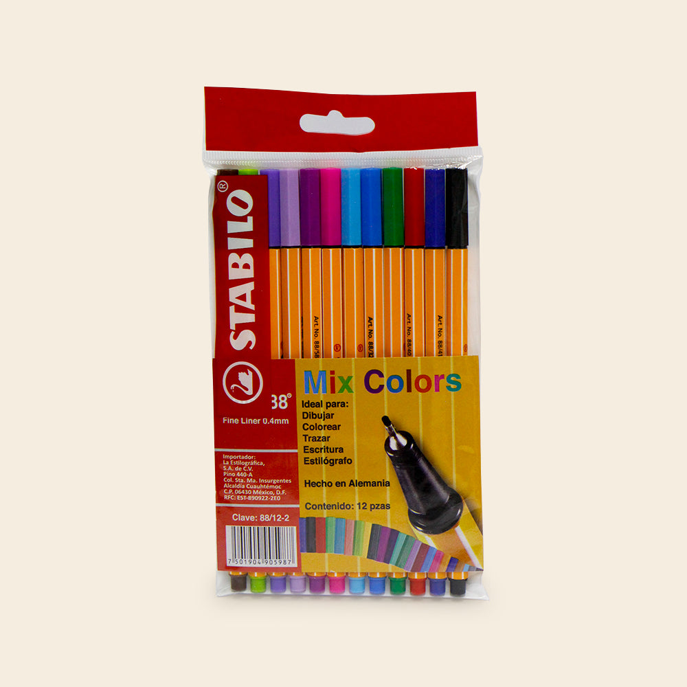 Stabilo Mix Colors Set con 12 Piezas 0.4mm