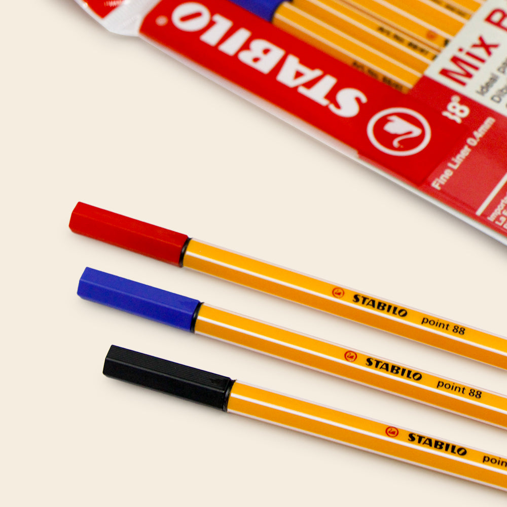 Stabilo Mix Clasicos, Set con 12 Piezas 0.4mm (ROJO, AZUL Y NEGRO)