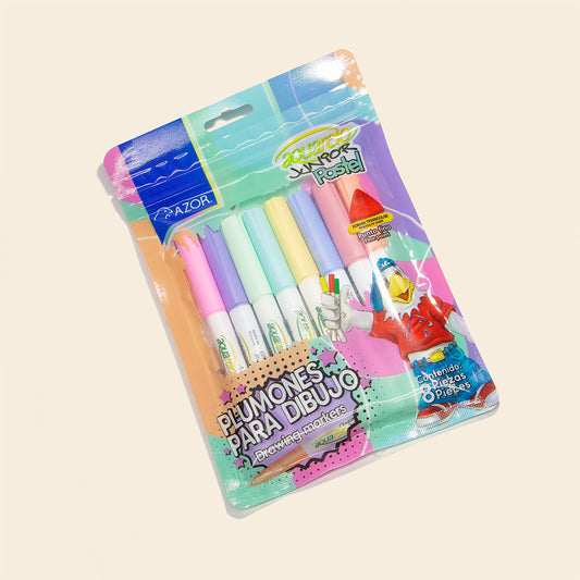 Plumones Para Dibujo Aquarelo Jr Pastel con 8 piezas