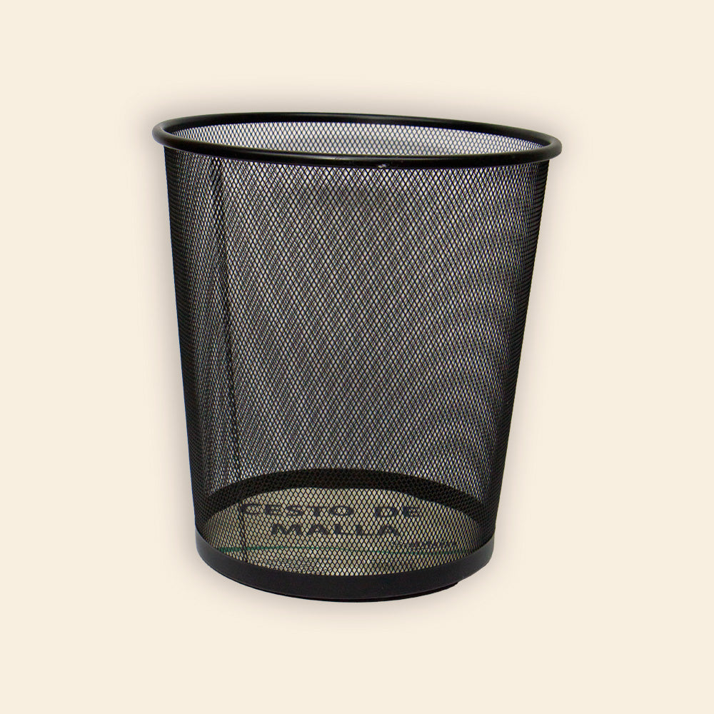 Cesto De Malla Metálico Negro Para Basura
