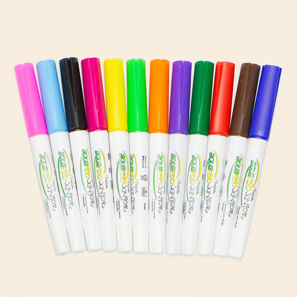 Plumones Para Dibujo Aquarelo Jr Con 12 Piezas