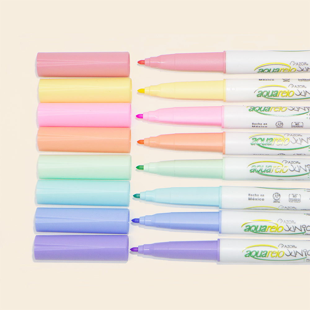 Plumones Para Dibujo Aquarelo Jr Pastel con 8 piezas