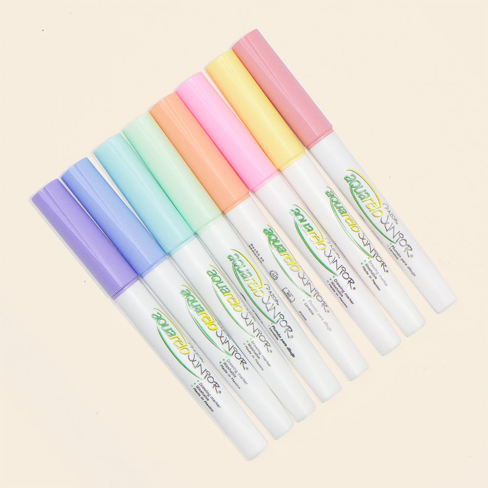 Plumones Para Dibujo Aquarelo Jr Pastel con 8 piezas