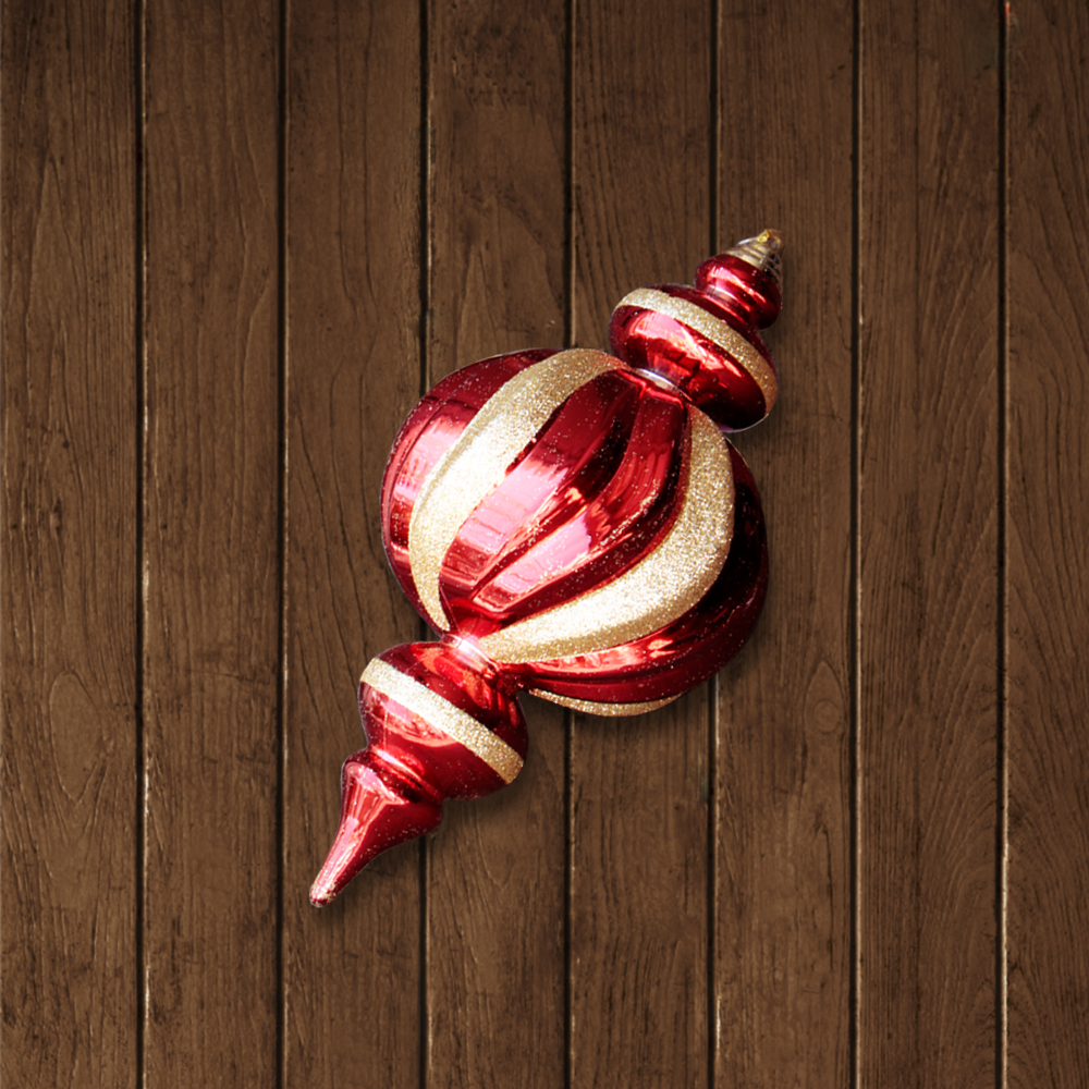 Pieza de Esfera Cetro Rojo y Plata C/GLitter 26CM