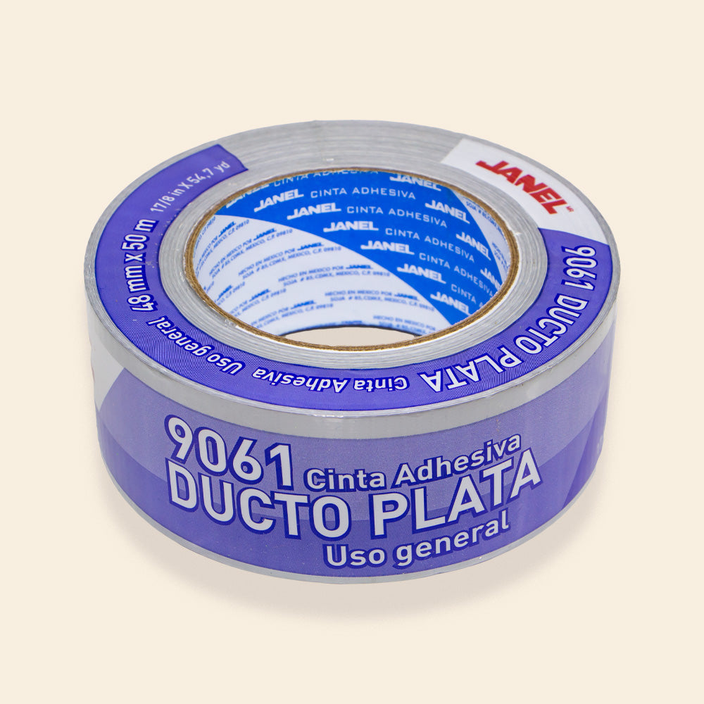 Cinta Ducto Plata Janel MOD 9061 Rollo Dos Medidas