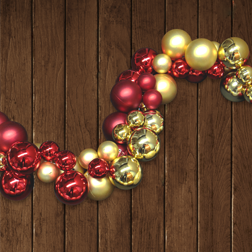 Una Guía de Esferas en Oro y Rojo con 180Cm