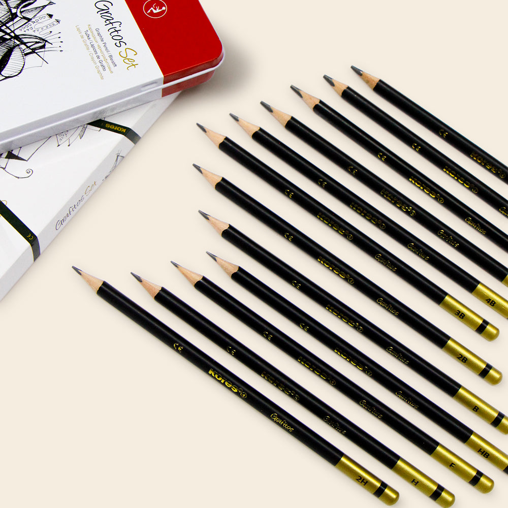 Set de 12 Lápices de Grafito Profesionales KORES
