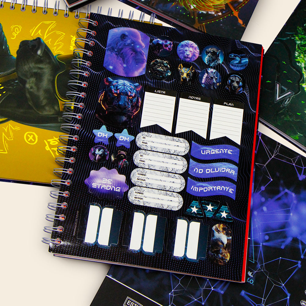 Libreta Profesional 200 Hojas Raya KYMA Estilo IA Neón