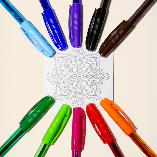 Kit de 10 Bolígrafos Pin Point AZOR Con Punta Fina De 0.7MM c/Mandalas.