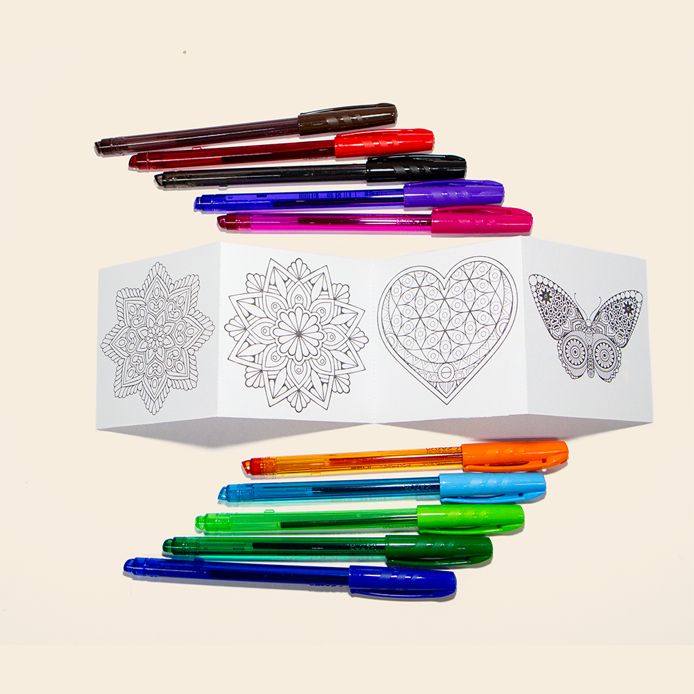 Kit de 10 Bolígrafos Pin Point AZOR Con Punta Fina De 0.7MM c/Mandalas.