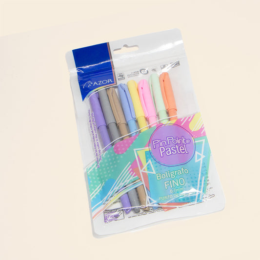 Bolígrafo Pin Point Pastel 0.7MM (Fino) c/8 Piezas