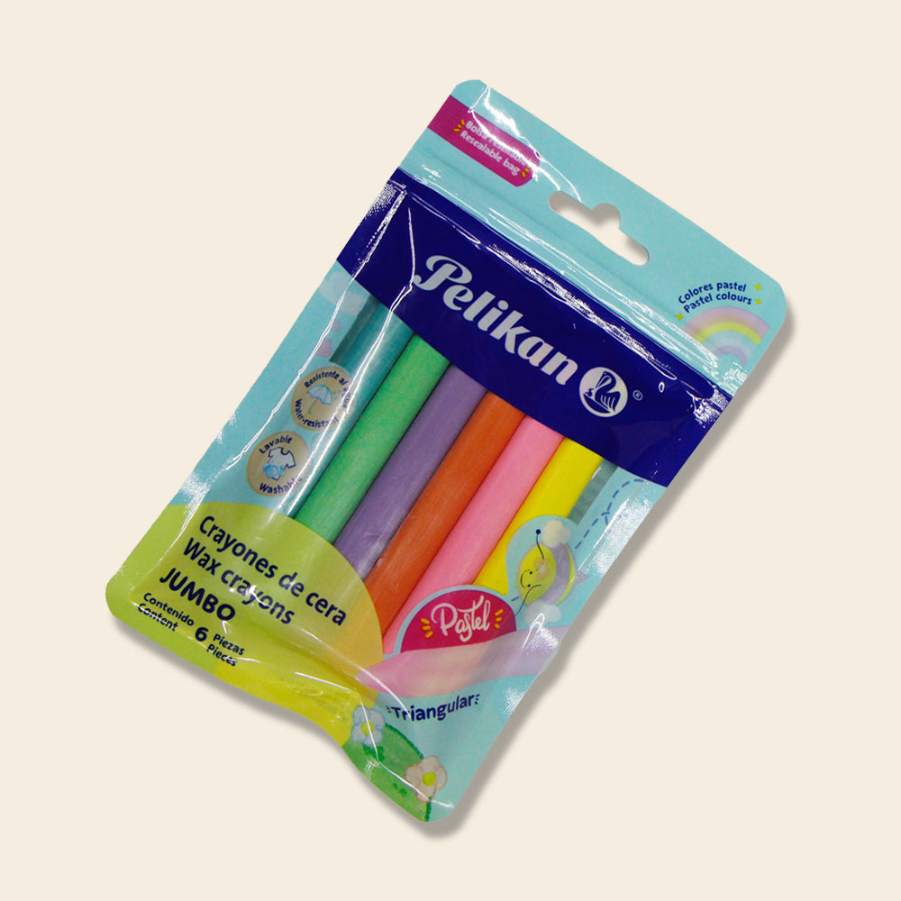 Crayones Jumbo de Cera Pelikan, Paquete Con 6 Piezas