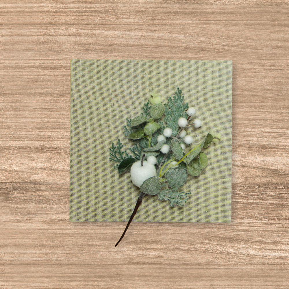 Pieza Pick Manzana C/Hojas Y Berries Nevado Verde/Blanco