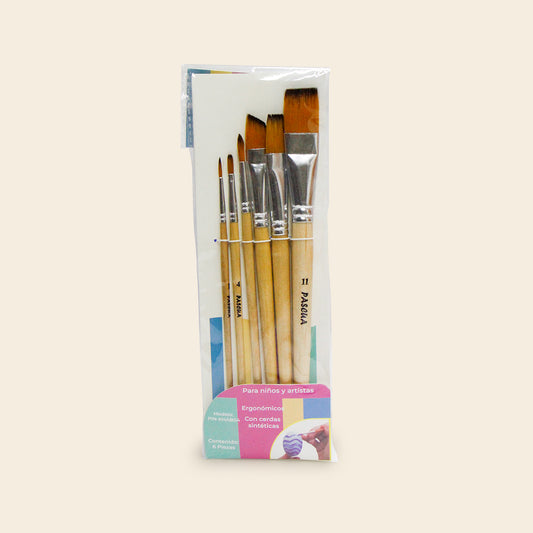 Pinceles Artísticos PASCUA, Set con 6 piezas (#1,#4,#6,#9,#11)