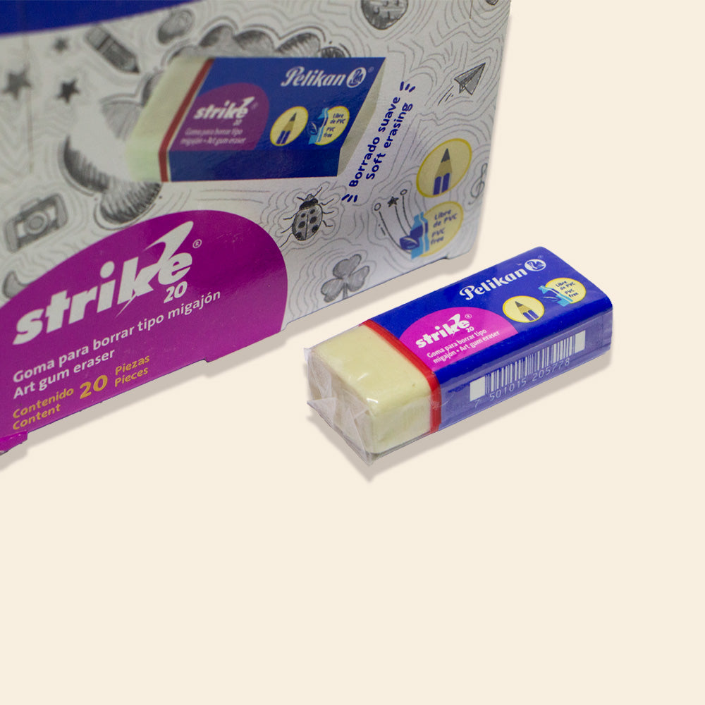 Goma Blanca Para Borrar Strike-20 Pelikan Paquete con 20 Piezas