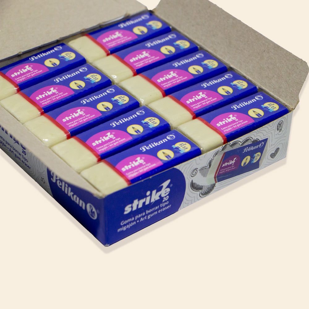 Goma Blanca Para Borrar Strike-20 Pelikan Paquete con 20 Piezas