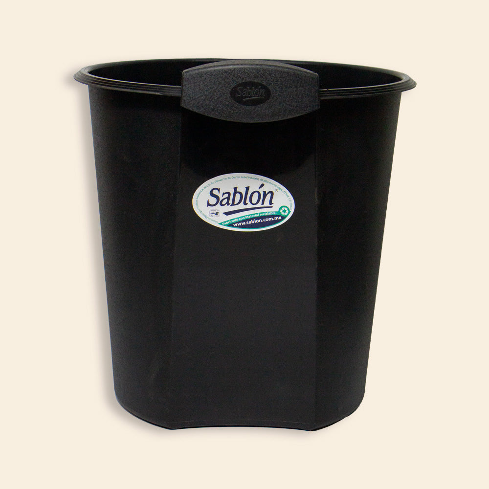 Cesto Plástico Para Basura Negro Redondo Sablón