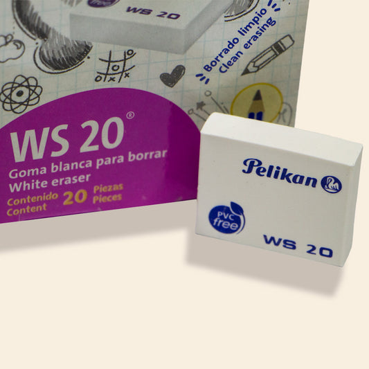 Goma Blanca Para Borrar WS-20 Pelikan Paquete con 20 Piezas