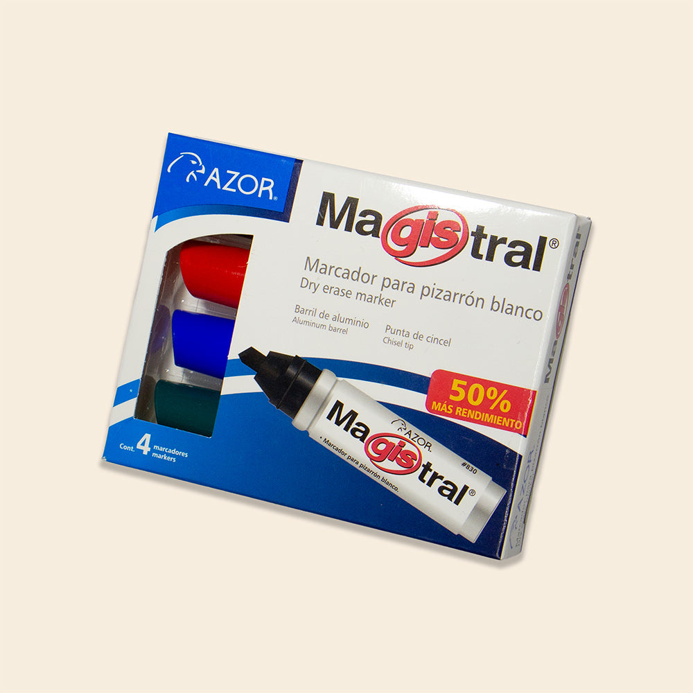 Juego Con Cuatro Marcadores Magistral P/ Pizarrón En Material de Aluminio