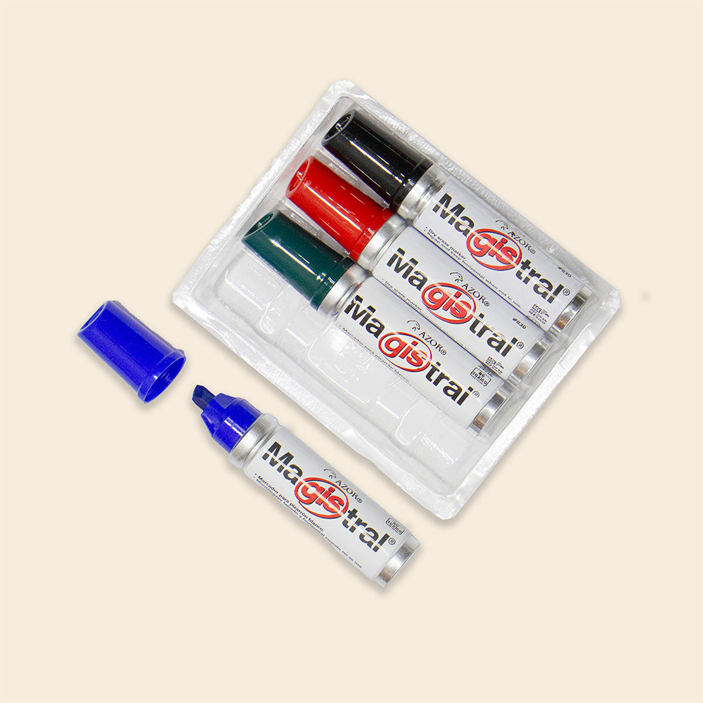 Juego Con Cuatro Marcadores Magistral P/ Pizarrón En Material de Aluminio